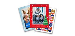 Examples of custom holiday photo cards.